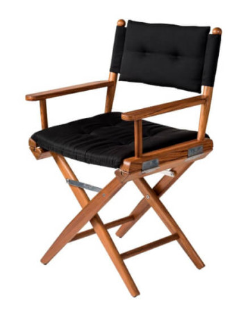 Silla Director Teca Oleado Preto Plegable Deluxe